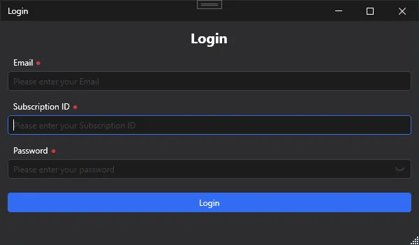 ChartGPT Login Window