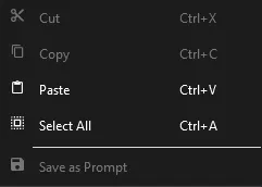 ChartGPT Prompt Area Context Menu