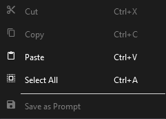 ChartGPT Prompt Area Context Menu